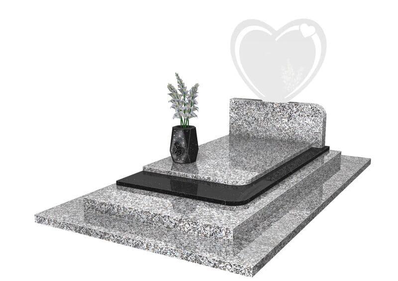 pierre tombale granit avec stèle coeur acier