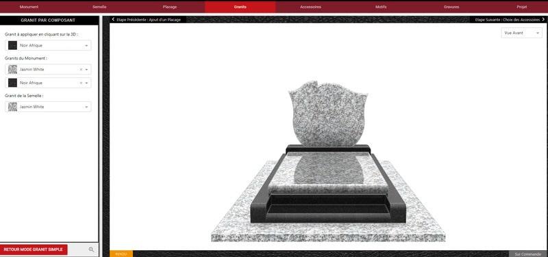 Expérimentez des combinaisons de matériaux de monuments funéraires