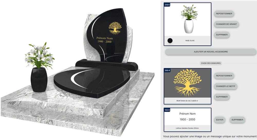 Configurez votre monument funéraire en ligne pour avoir un prix