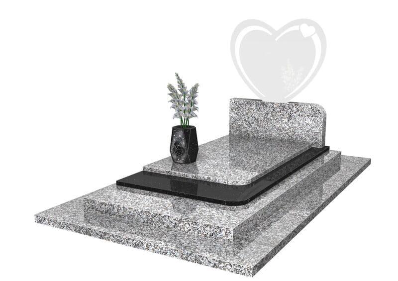pierre tombale granit avec stèle coeur acier