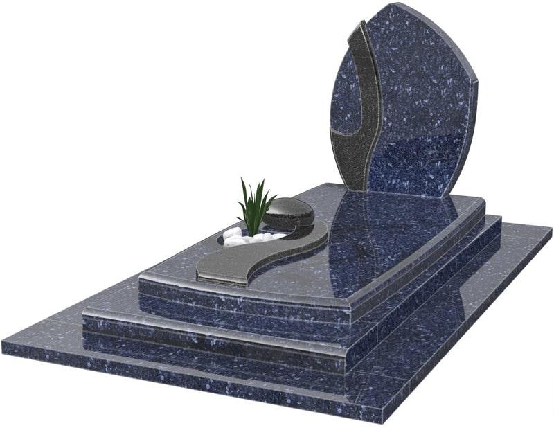 Pierre tombale moderne avec granit labrador bleu