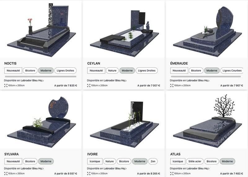 Pierre tombale personnalisée avec granit labrador bleu