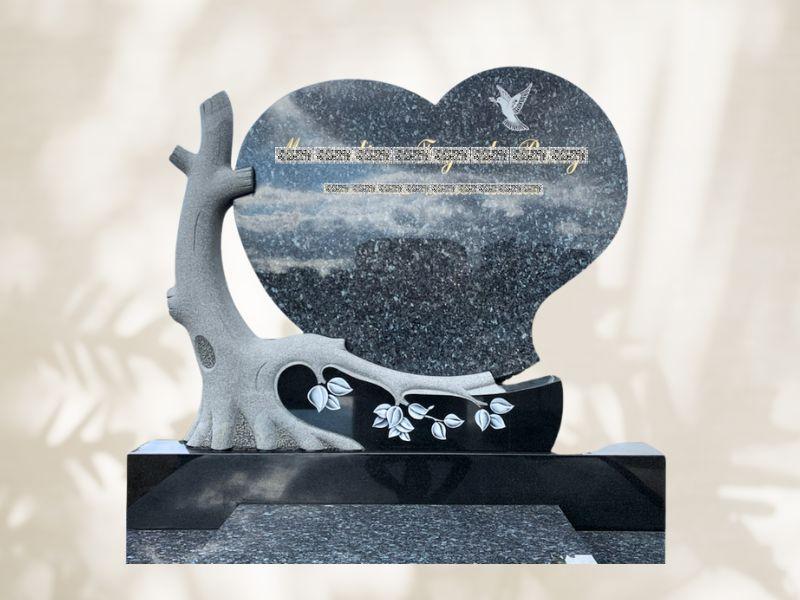 stèle scultpure d'un arbre avec lithogravure blanche