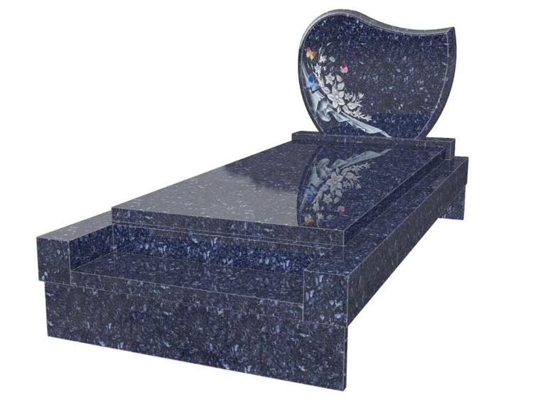 Lithogravure sur stèle d'un motif floral avec papillons