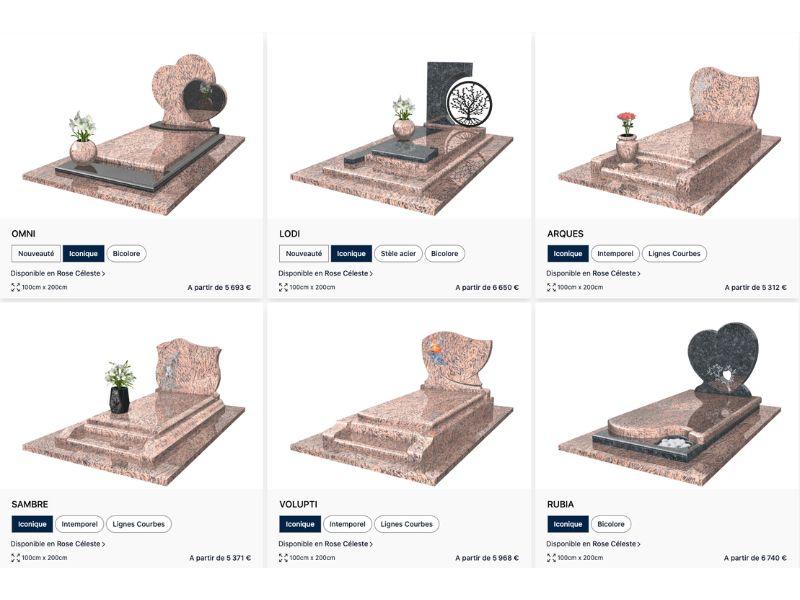 Monuments utilisant du granit rose céleste