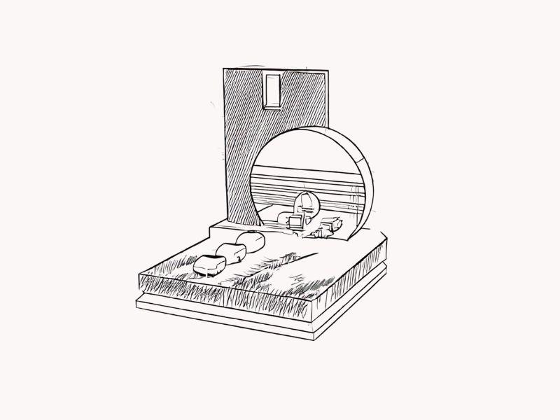 dépot de l'urne dans un monument cinéraire