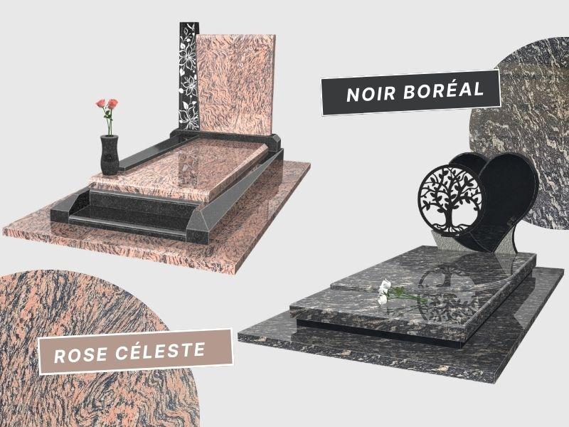 Nouveaux granits noir boréal et rose céleste