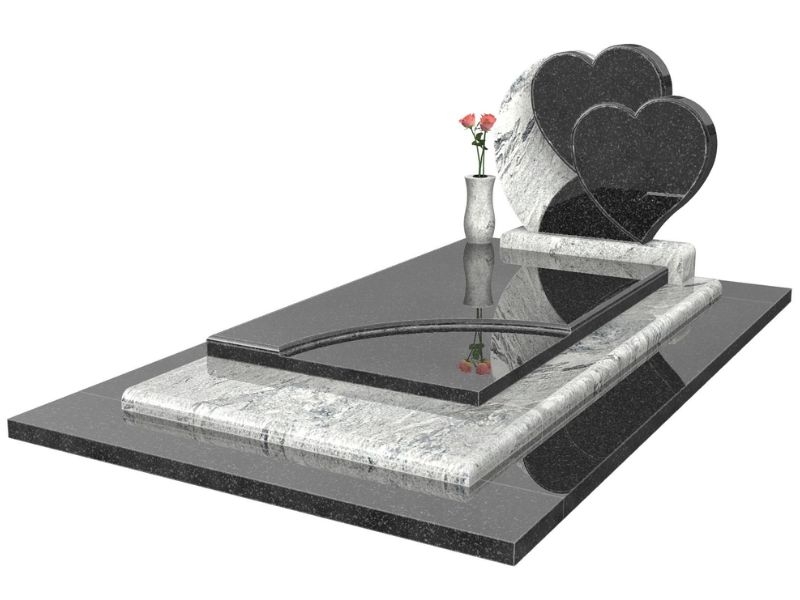 Monument funéraire symbiose noir et blanc avec caveau