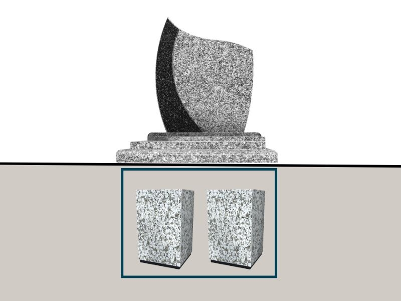 monument cinéraire avec cavurne pour les urnes cinéraires