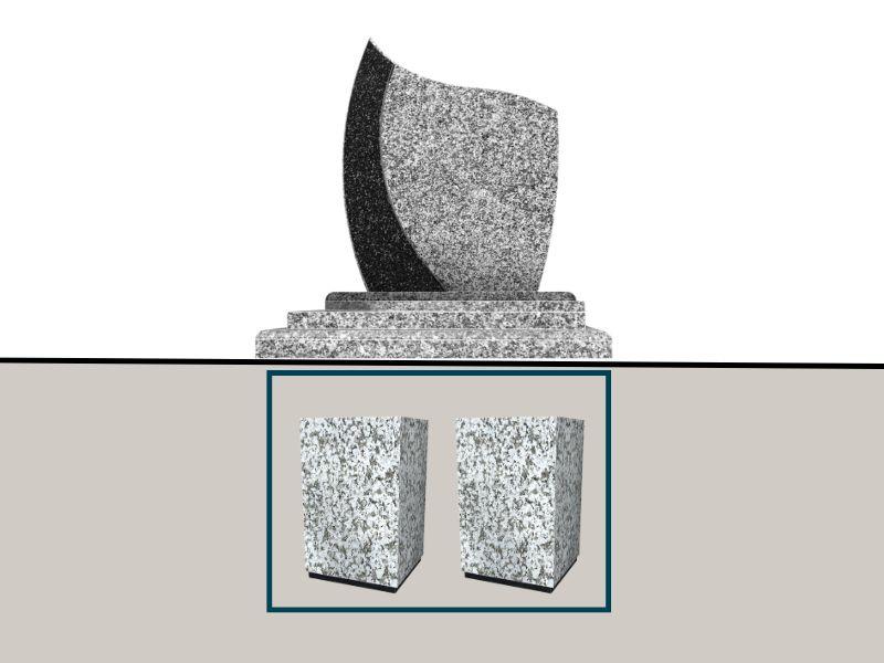 monument cinéraire avec cavurne pour les urnes cinéraires