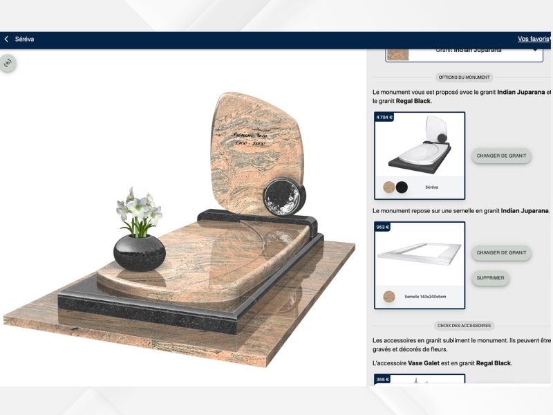 Configurateur en ligne pour monument moderne