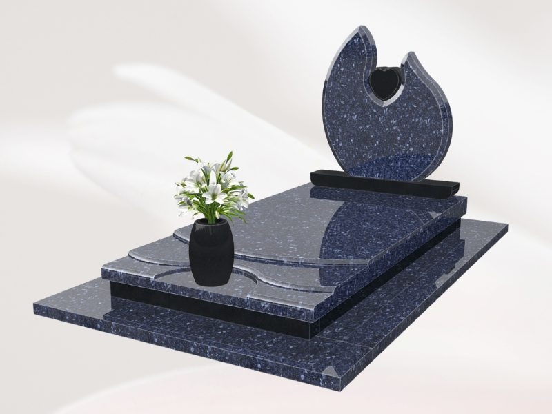 Modèle avec stèle en forme de flamme et coeur en granit