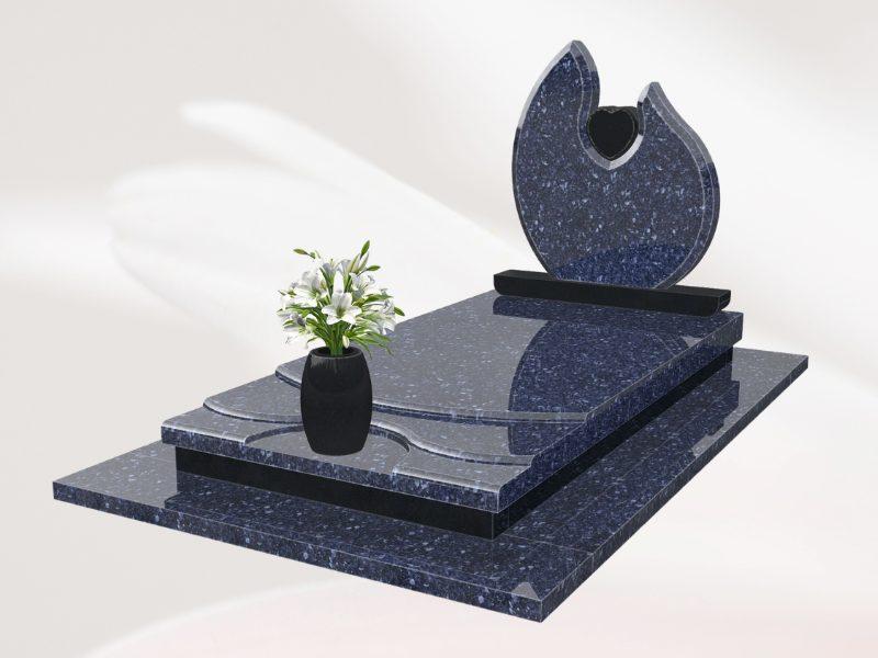 Modèle avec stèle en forme de flamme et coeur en granit
