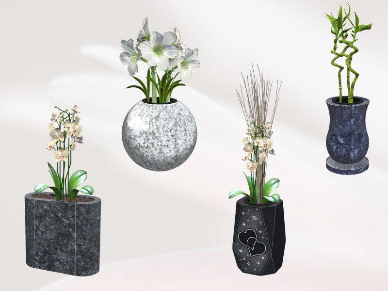 Vases en granit pour agrémenter une sépulture
