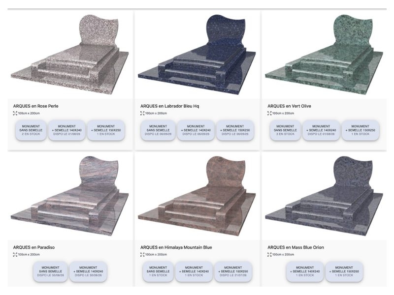 Visualisation stocks disponibles sur Monumento