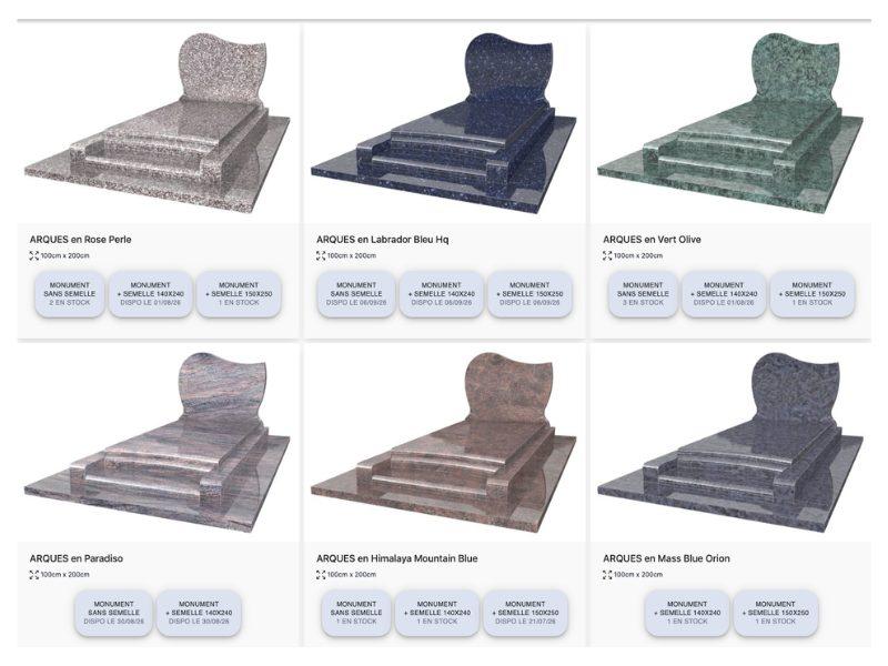Visualisation stocks disponibles sur Monumento