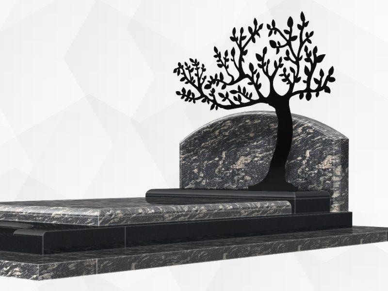 Monument avec stèle acier arbre de vie et stèle en granit Tavéli